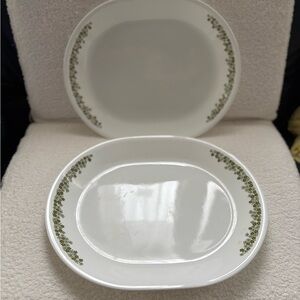 Corelle White Dinner Plates with Green Floral Trim